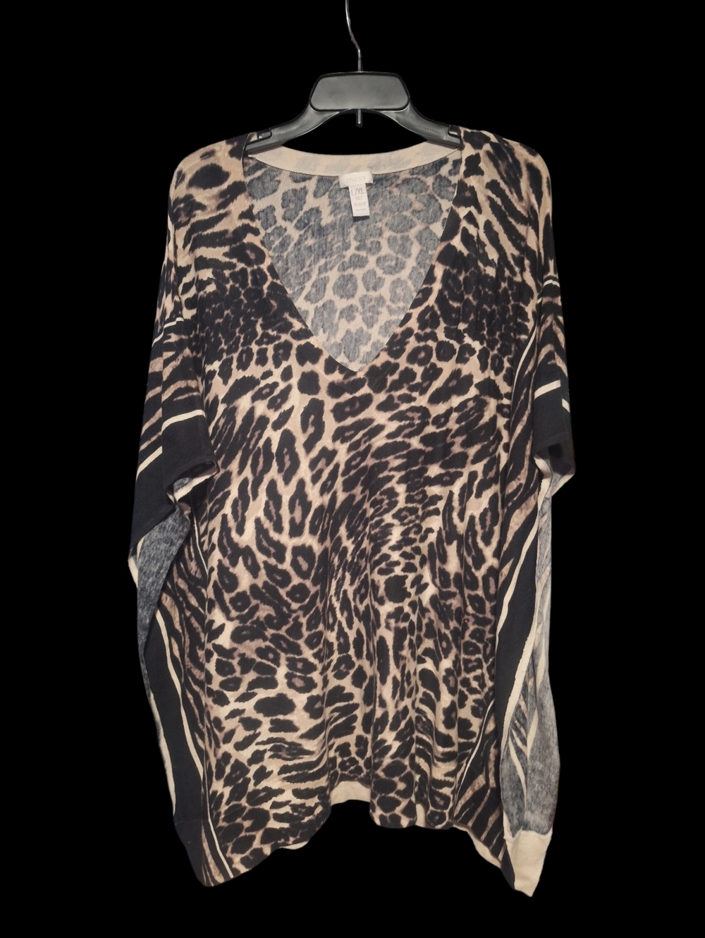 Chico's Beige & Black Leopard V-Neck Tunic